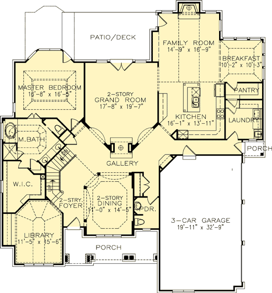 Plan 15601GE: Graceful Flow - Floor Plan - Main Level - European, Traditional