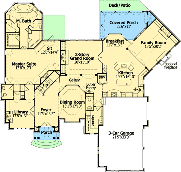 Plan 15609GE: Oversized Master Suite - Floor Plan - Main Level - European, Traditional