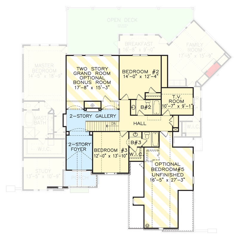 Plan 15620GE: Master Down Beauty - Floor Plan - 2nd Floor - Cottage, Country, Craftsman, European, French Country