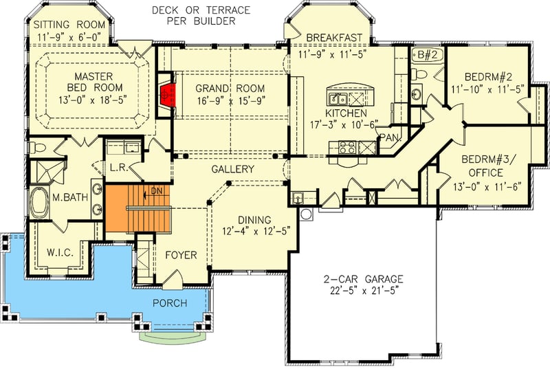 Plan 15645GE: Craftsman Mountain House Plan with Split Bedrooms and Flex Room - Floor Plan - Main Level - Craftsman, Mountain, Ranch, Rustic, Shingle