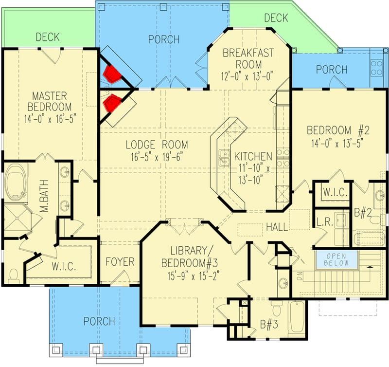 Plan 15655GE: Rustic Lodge Home Plan - Floor Plan - Main Level - Cottage, Craftsman, Mountain, Rustic
