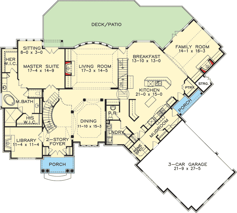 Plan 15674GE: Luxury House Plan in Many Versions - Floor Plan - Main Level - European, Traditional