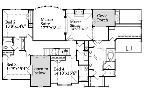 Plan 15676GE: A Touch of Europe - Floor Plan - 2nd Floor - European, French Country, Traditional