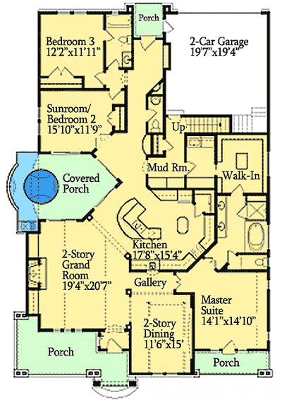 Plan 15693GE: Eye-Catching Cottage - Floor Plan - Main Level - Cottage, Country, Craftsman, Mountain, Rustic