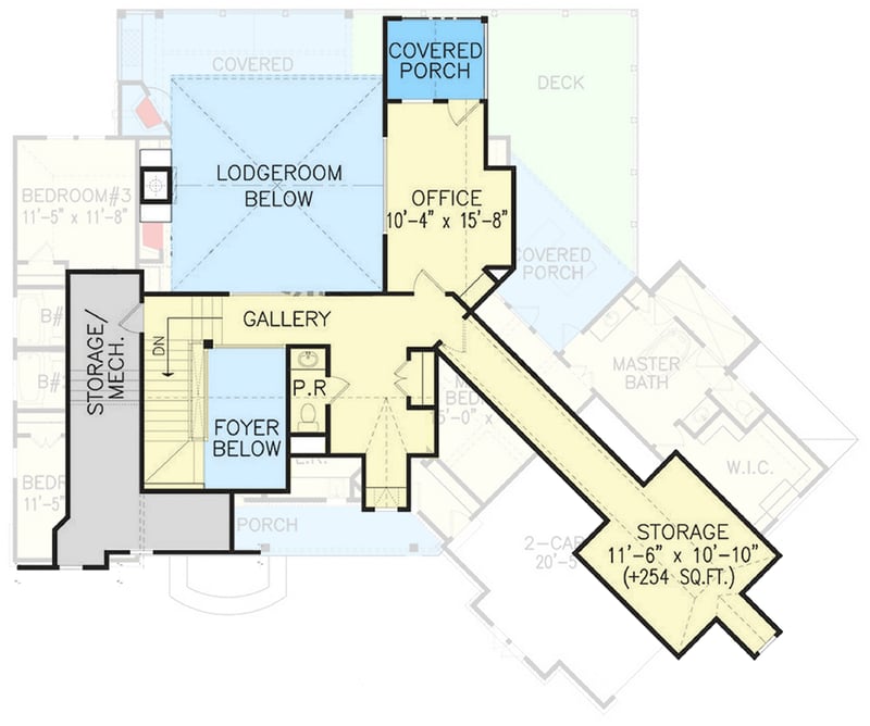 Plan 15703GE: Mountain Home Plan with Vaulted Lodge Room - 2561 Sq Ft - Floor Plan - 2nd Floor - Cottage, Craftsman, Mountain, Rustic