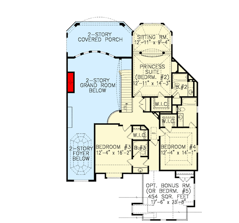 Plan 15715GE: 2-Story Grand Room Classic - Floor Plan - 2nd Floor - European, Southern, Traditional