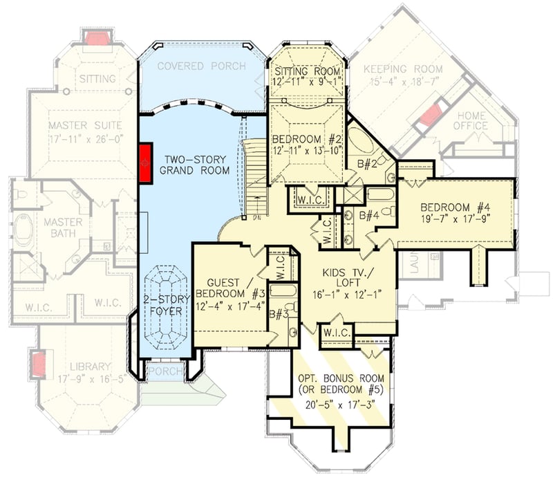 Plan 15728GE: Impressive European Home - Floor Plan - 2nd Floor - European, Southern, Traditional