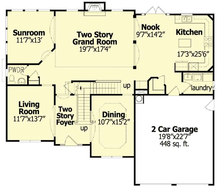 Plan 15729GE: Traditional Home Plan with Sunroom - Floor Plan - Main Level - Traditional