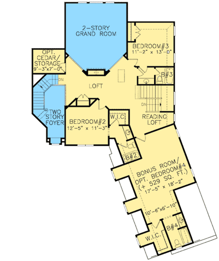Plan 15760GE: Shingle-clad House Plan with Two-Sided Fireplace and Two-Story Grand Room - Floor Plan - 2nd Floor - Craftsman, European, Mountain, Traditional
