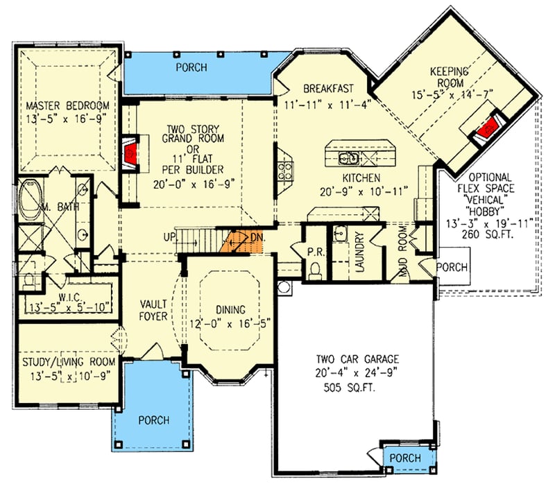 Plan 15783GE: Home Plan with Angled Keeping Room - Floor Plan - Main Level - Country, Traditional
