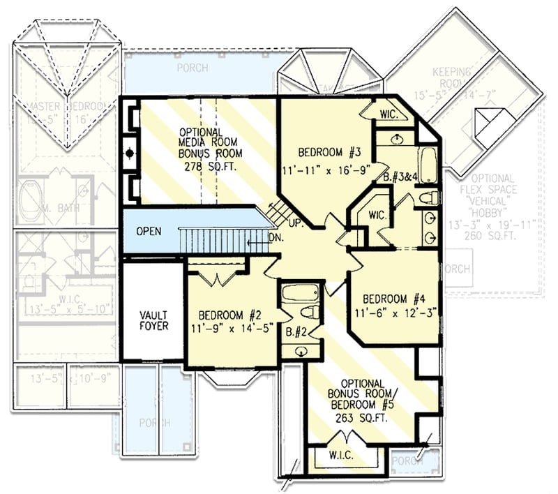 Plan 15783GE: Home Plan with Angled Keeping Room - Floor Plan - Second Level - Country, Traditional