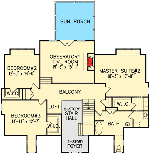 Plan 15797GE: Seaside Charmer - Floor Plan - 2nd Floor - Beach, Country, Low Country, Southern