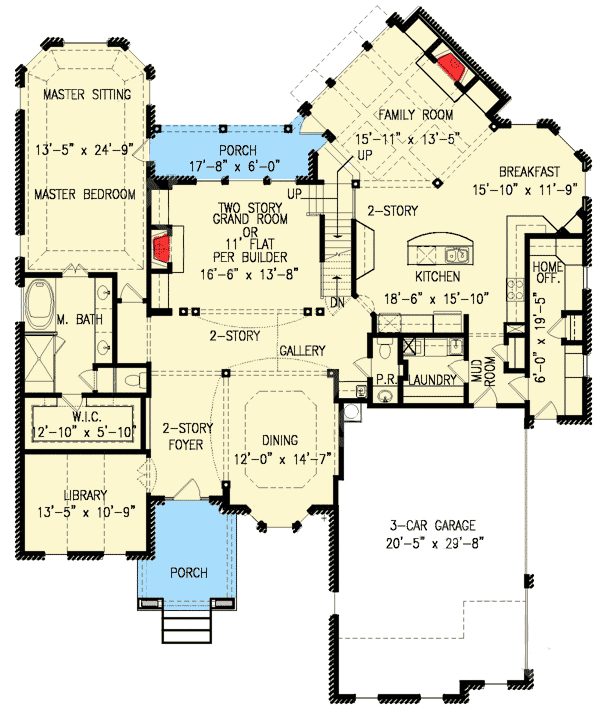 Plan 15816GE: Plenty of Options - Floor Plan - Main Level - European, Traditional