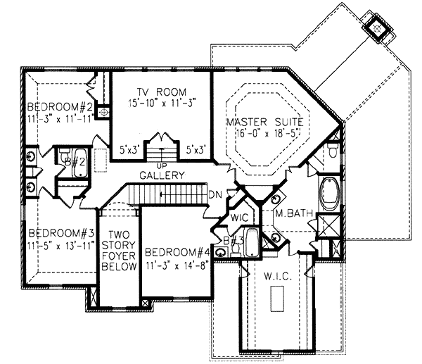 Plan 15818GE: Five Bedrooms - Floor Plan - 2nd Floor - Traditional