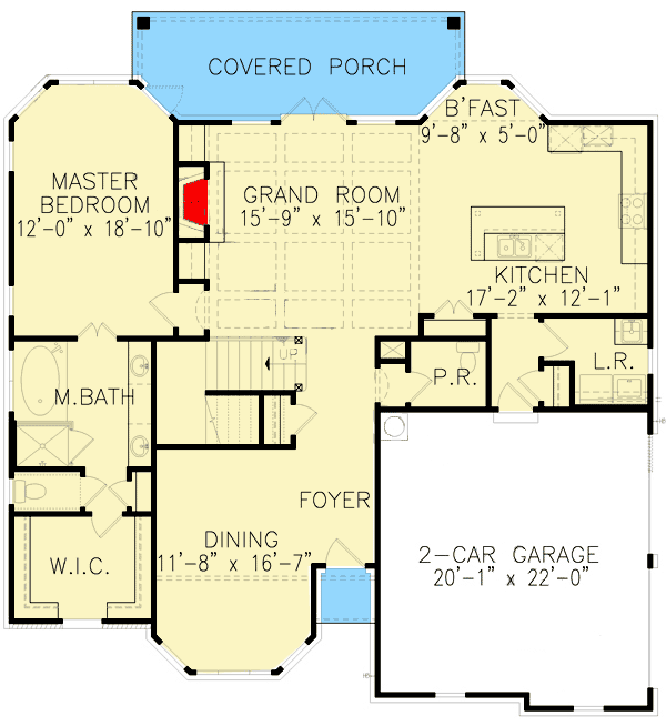 Plan 15822GE: Boost Your Curb Appeal - Floor Plan - Main Level - European, Traditional