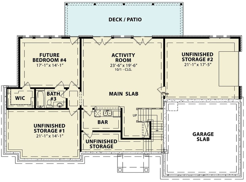 Plan 15853GE: One-Story House Plan with Flex Room and Vaulted Living Room - 1927 Sq Ft - Floor Plan - Lower Level - Ranch, Traditional