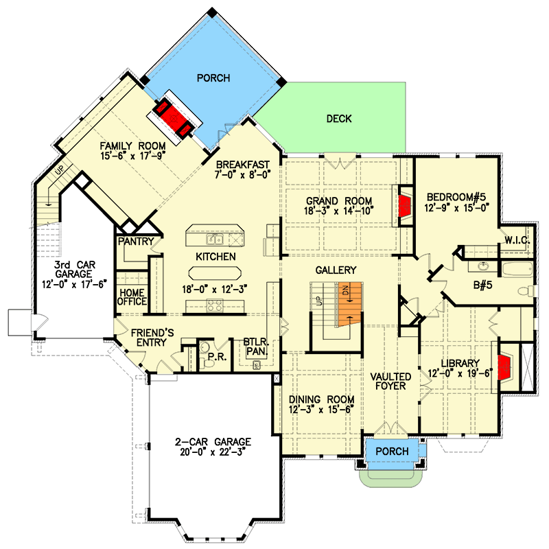 Plan 15878GE: English Country Manor - Floor Plan - Main Level - European, Tudor