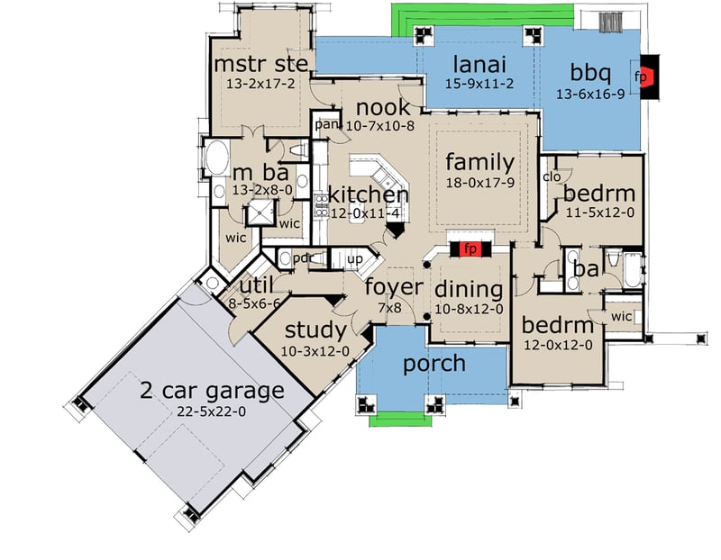 Plan 16800WG: Exciting Mountain House Plan Retreat - 2091 Sq Ft - Floor Plan - Main Level - Cottage, Craftsman, Mountain, Ranch, Rustic