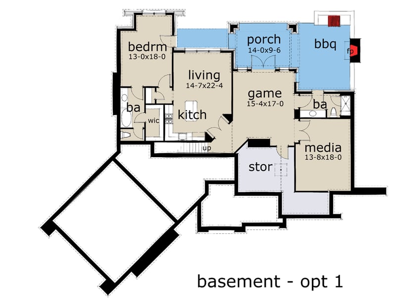 Plan 16800WG: Exciting Mountain House Plan Retreat - 2091 Sq Ft - Floor Plan - Basement Option 1 - Cottage, Craftsman, Mountain, Ranch, Rustic