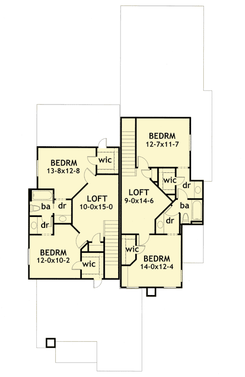 Plan 16809WG: Duplex House Plan with Unique Units - Floor Plan - 2nd Floor - European, Traditional