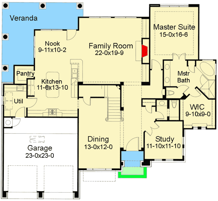 Plan 16834WG: European Villa - Floor Plan - Main Level - European, Spanish