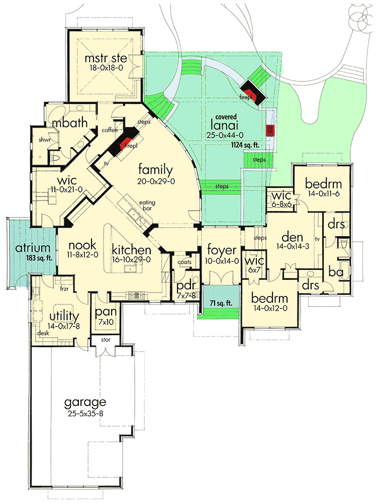 Plan 16888WG: Contemporary Hill Country House Plan - Floor Plan - Main Level - Contemporary, Hill Country, Mid Century Modern, Southwest