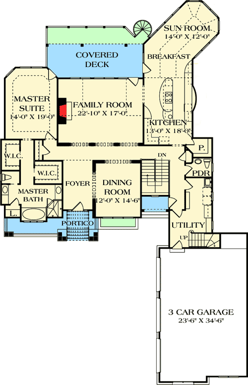 Plan 17500LV: Great American Retreat - Floor Plan - Main Level - Craftsman, Mountain