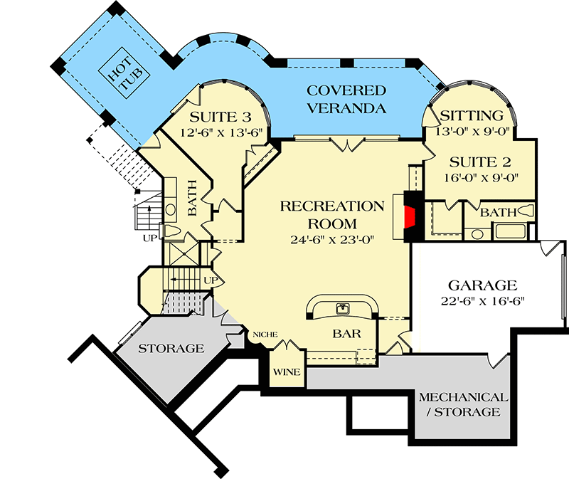 Plan 17504LV: French Country Dream Home - Floor Plan - Lower Level - European, French Country