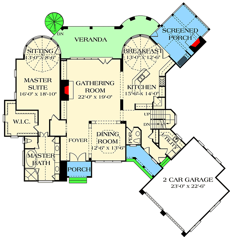 Plan 17505LV: French Country Dreaming - Floor Plan - Main Level - European, French Country