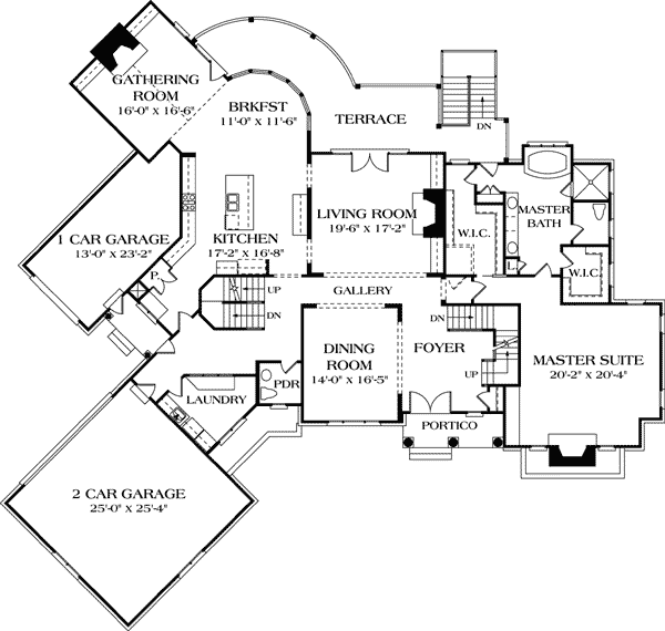 Plan 17531LV: Stone Accents and Steep Gables - Floor Plan - Main Level - Craftsman, Mountain