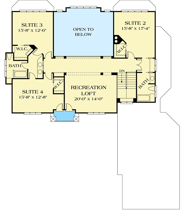 Plan 17574LV: Luxury 5-Bed Home Plan with Landscape Overlook - Floor Plan - 2nd Floor - European, Georgian, Traditional