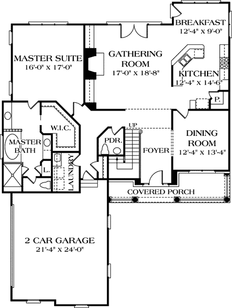 Plan 1758LV: Charm Galore - Floor Plan - Main Level - Shingle, Traditional