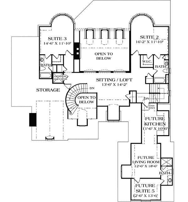 Plan 17590LV: Master Retreat - Floor Plan - 2nd Floor - European, French Country