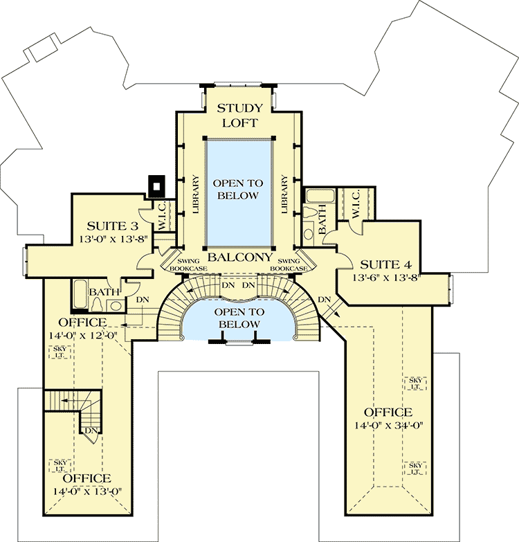 Plan 17647LV: Dual Master Suites - Floor Plan - 2nd Floor - European, French Country