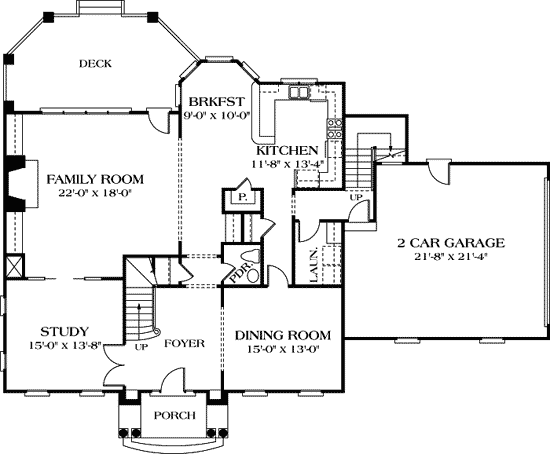 Plan 17660LV: Georgian House Plan with Bonus Room - Floor Plan - Main Level - Colonial, Georgian, Southern, Traditional