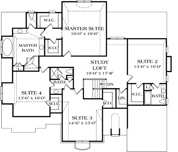 Plan 17688LV: Vaulted Study And More - Floor Plan - 2nd Floor - European, French Country