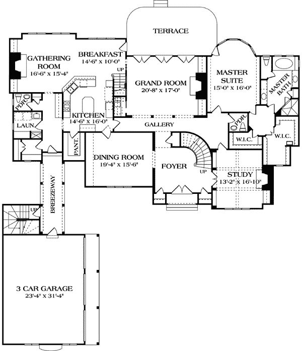 Plan 17693LV: Guest Lodge With Kitchen - Floor Plan - Main Level - European, French Country, Traditional