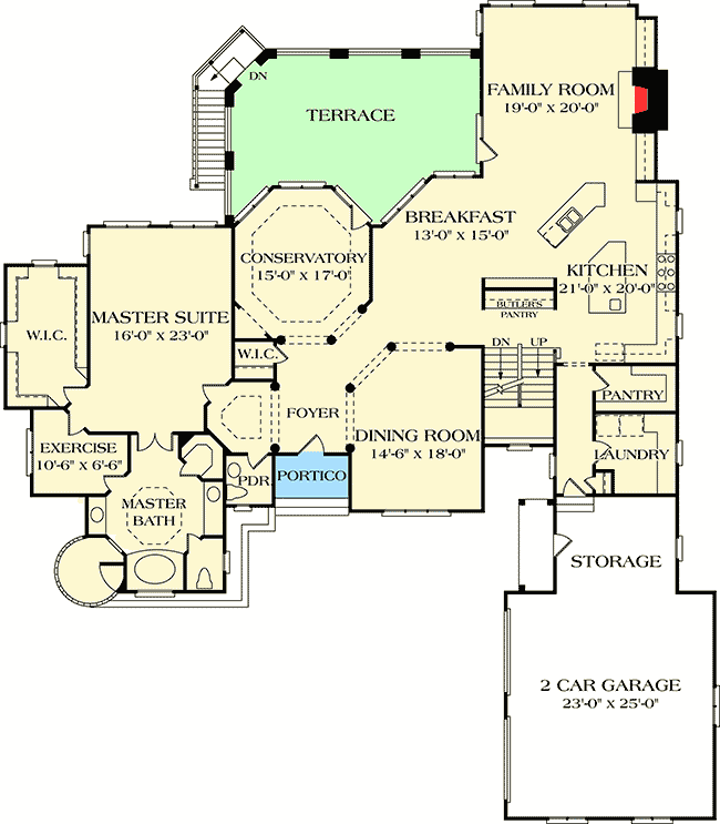 Plan 17747LV: Fit For Royalty - Floor Plan - Main Level - European, French Country, Traditional