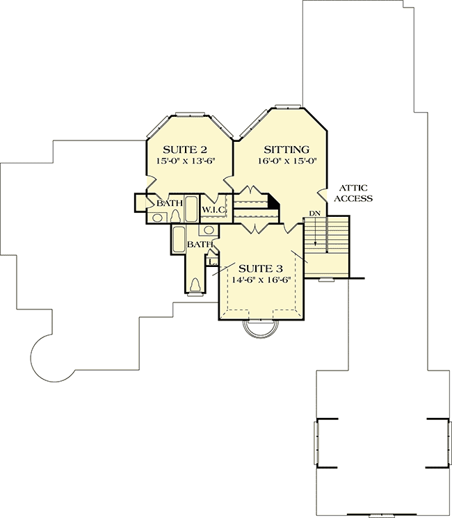 Plan 17747LV: Fit For Royalty - Floor Plan - 2nd Floor - European, French Country, Traditional