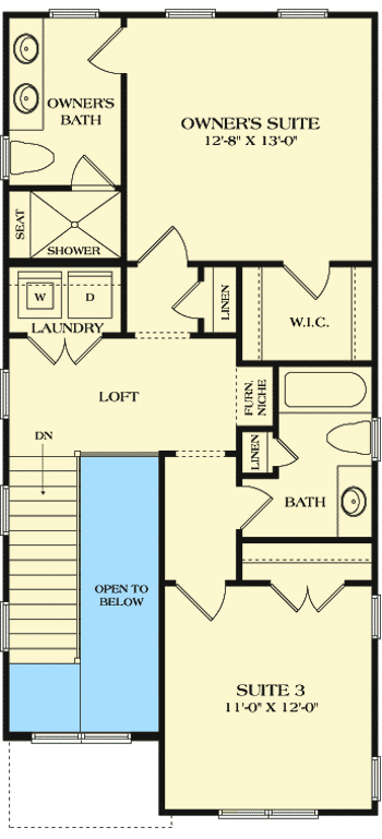 Plan 17806LV: Cleverly-Designed Narrow Lot House Plan - Floor Plan - 2nd Floor - Cottage, Craftsman, Northwest