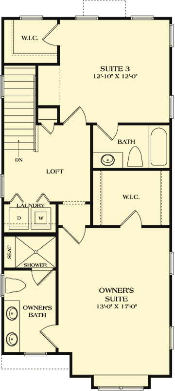 Plan 17808LV: Cleverly-Designed Narrow Lot Home Plan - Floor Plan - 2nd Floor - Cottage, Craftsman, Northwest