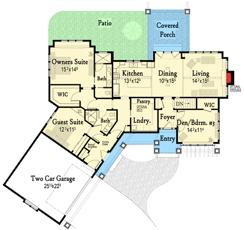 Plan 18241BE: Cottage House Plan with 3 Bedrooms - 2072 Sq Ft - Floor Plan - Main Level - Cottage, Craftsman, Northwest