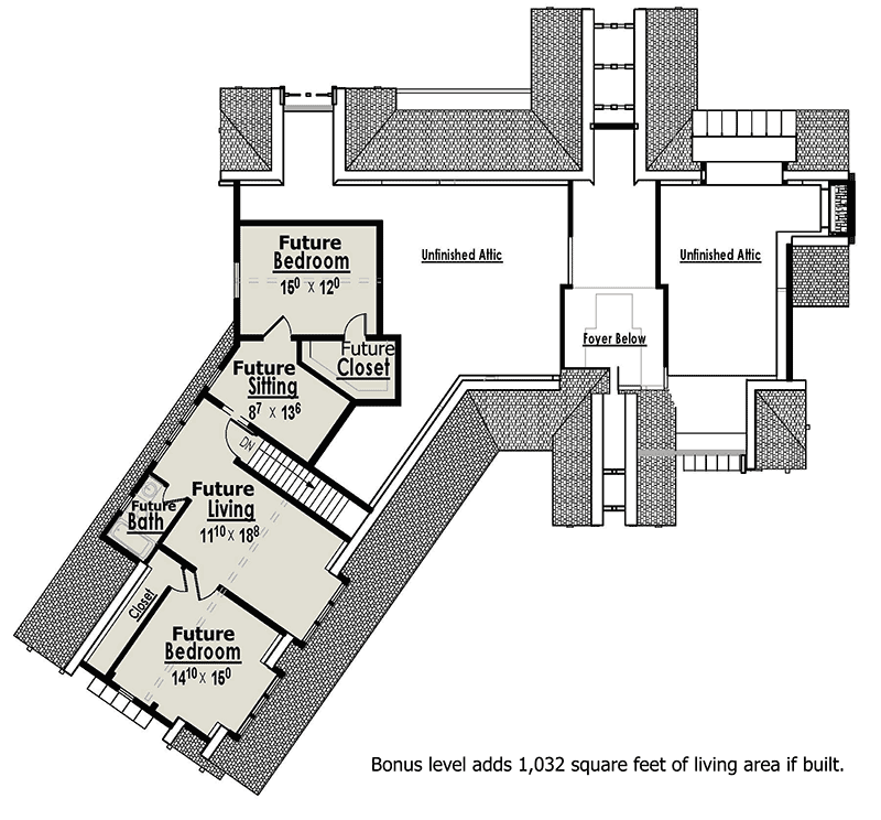 Plan 18248BE: Mountain Escape with Bonus Living Suite - Floor Plan - Bonus Level - Country, Mountain, Rustic, Vacation