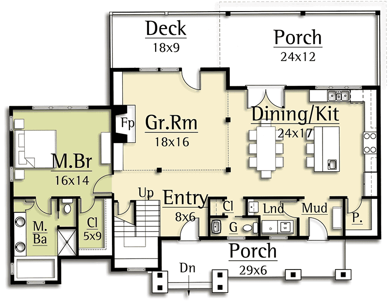 Plan 18711CK: Lakeside or Mountain Home Plan - Floor Plan - Main Level - Craftsman, Mountain, Rustic, Vacation