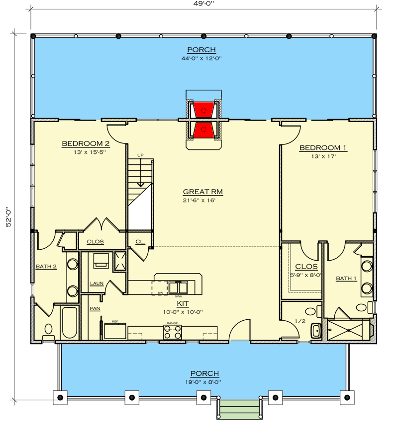 Plan 18742CK: Rustic Getaway Cottage - Floor Plan - Main Level - Cabin, Craftsman, Mountain, Rustic, Vacation