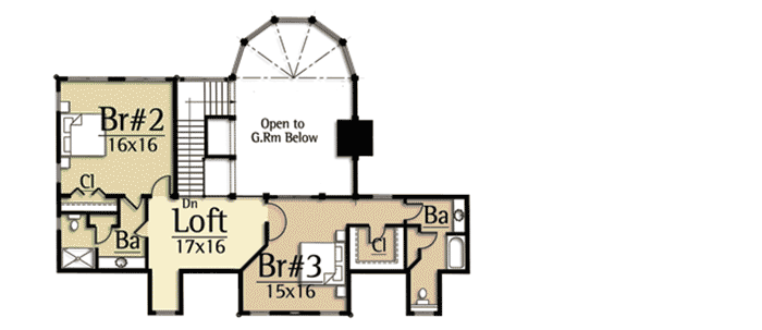 Plan 18744CK: Mountain Lodge with Awesome Great Room - Floor Plan - 2nd Floor - Craftsman, Mountain, Rustic, Vacation