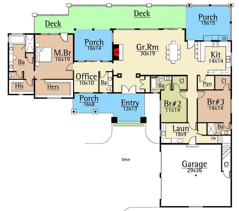 Plan 18803CK: Rustic Mountain House Plan with 3 Beds, Main Level Master Suite - Floor Plan - Main Level - Craftsman, Mountain, Northwest, Rustic, Vacation