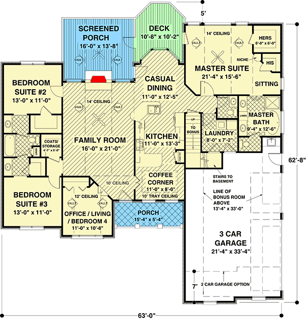 Plan 20058GA: Traditional Elegance with Optional Versions - Floor Plan - Main Level - Traditional