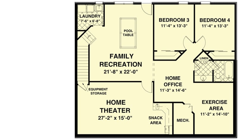 Plan 20074GA: Versatile Ranch in Multiple Versions - Floor Plan - Lower Level - Ranch, Traditional, Vacation
