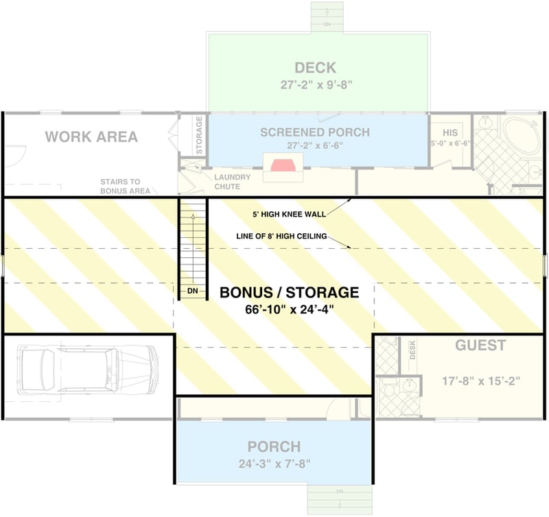 Plan 20074GA: Versatile Ranch in Multiple Versions - Floor Plan - Bonus Room - Ranch, Traditional, Vacation